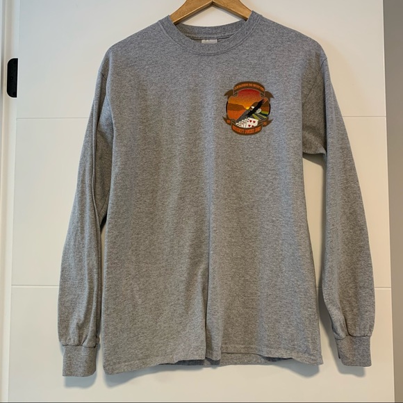 Motorcycle Poker Run Long Sleeve Tee Shirt - Picture 2 of 13